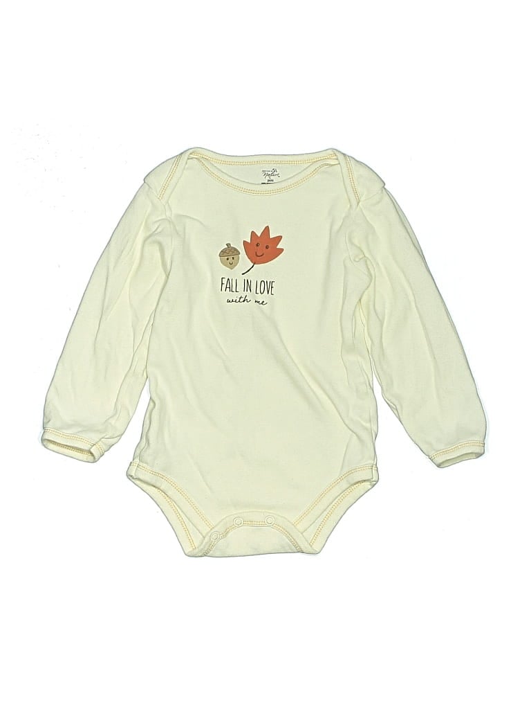 Pre-owned Touched By Nature Kids' Long Sleeve Onesie In White