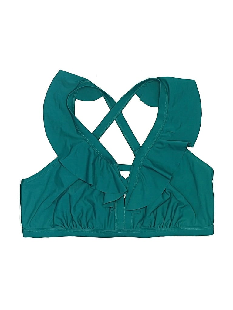 Pre-owned Terra & Sky Swimsuit Top Teal Swimwear In Blue