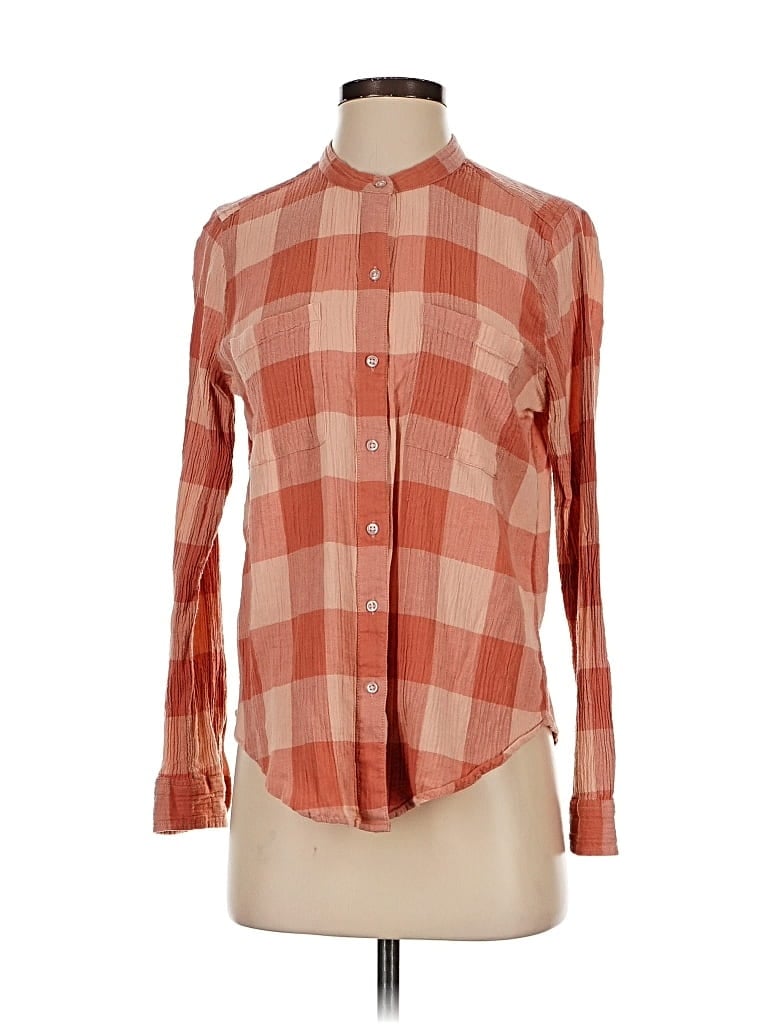 Pre-owned Lucky Brand Long Sleeve Button Down Shirt In Orange