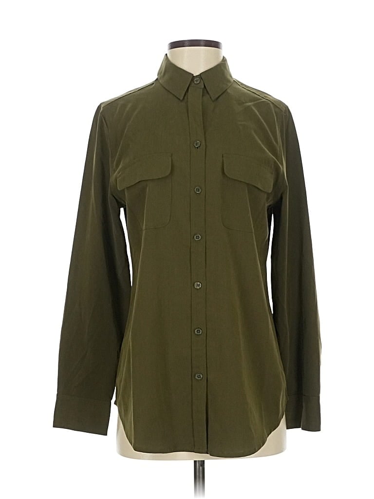 Pre-owned Chico's Long Sleeve Button Down Shirt In Green