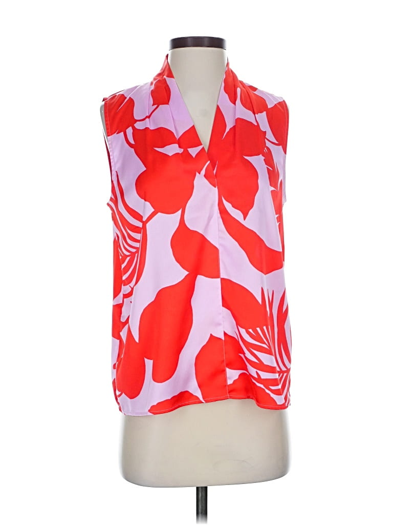 Pre-owned Ann Taylor Sleeveless Blouse In Red