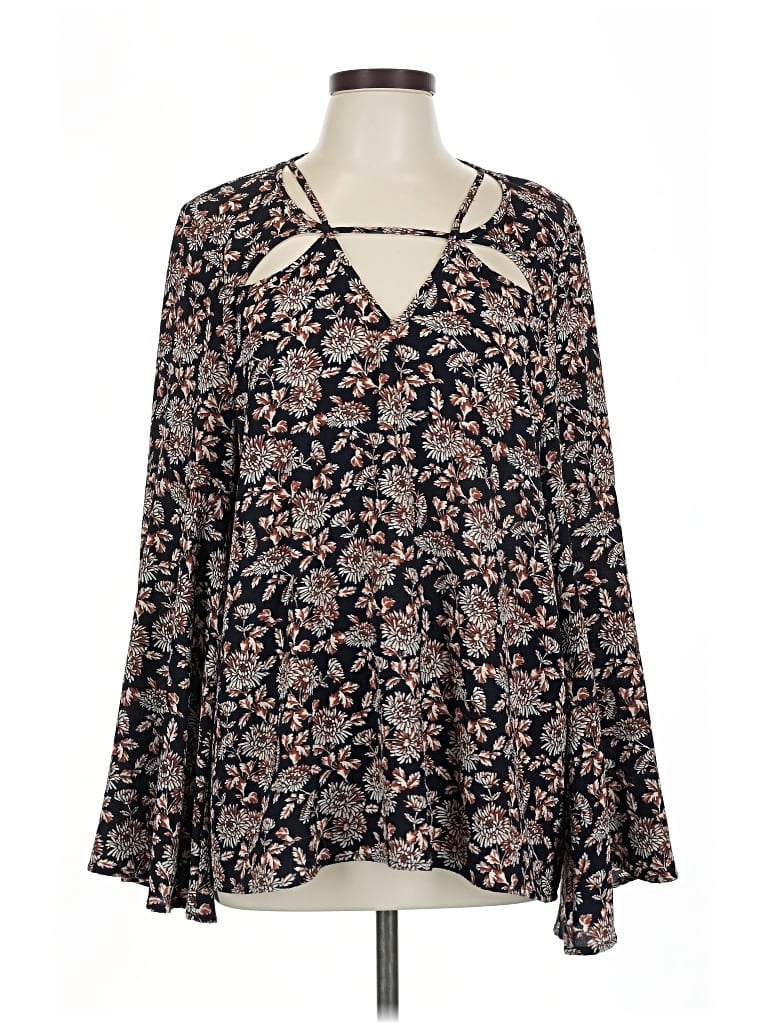 Pre-owned Entro Long Sleeve Blouse In Black