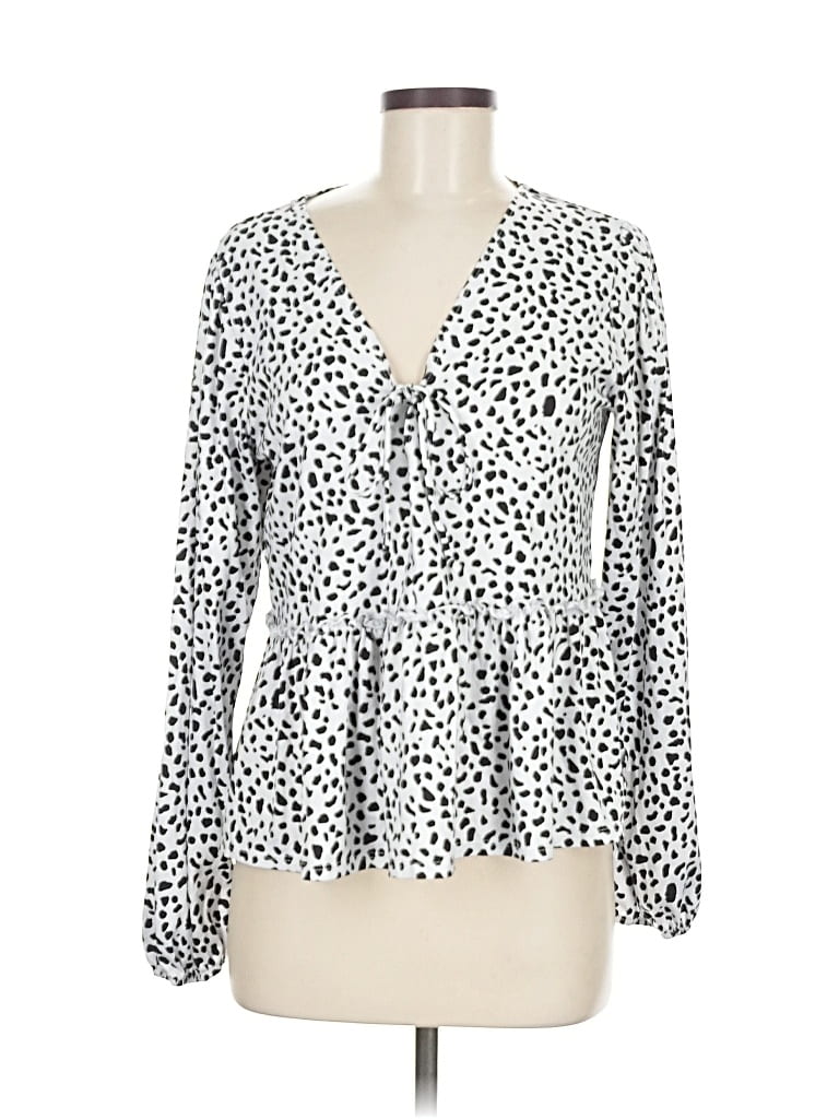 Pre-owned Altar'd State Long Sleeve Blouse In White