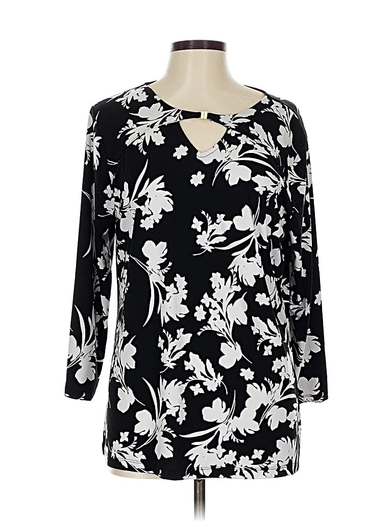 Pre-owned Liz Claiborne 3/4 Sleeve Blouse In Black