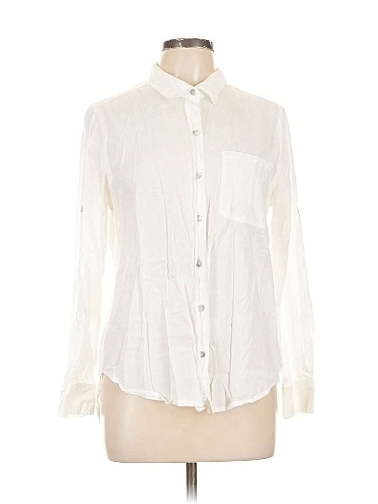 Pre-owned Lola River Long Sleeve Button Down Shirt In White