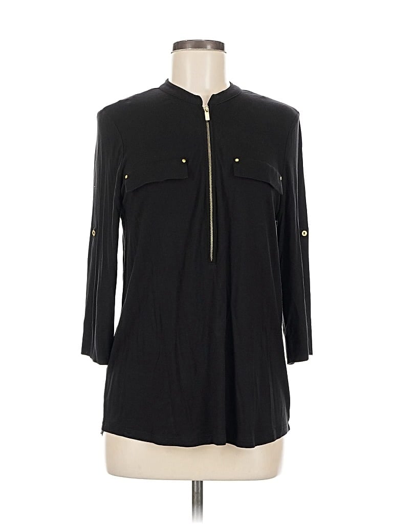 Pre-owned Calvin Klein 3/4 Sleeve Blouse In Black