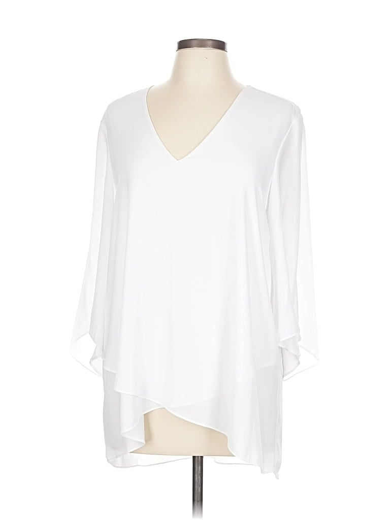 Pre-owned Karen Kane 3/4 Sleeve Blouse In White
