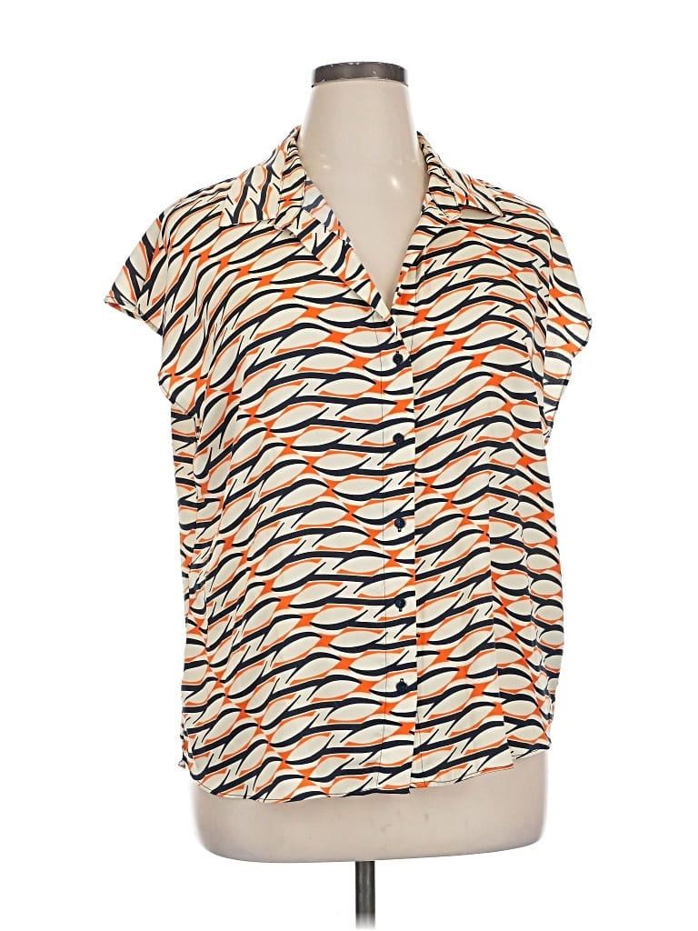 Pre-owned Liverpool Los Angeles Short Sleeve Blouse In Orange
