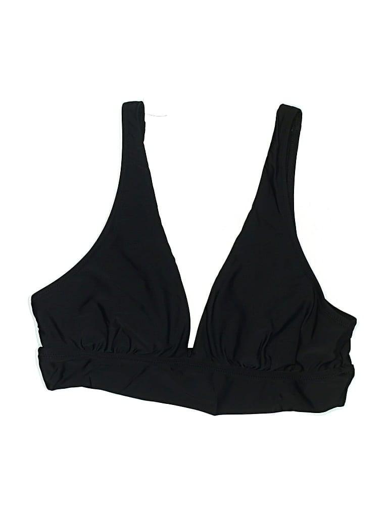 Pre-owned Aerie Swimsuit Top Black Solid Pattern Swimwear