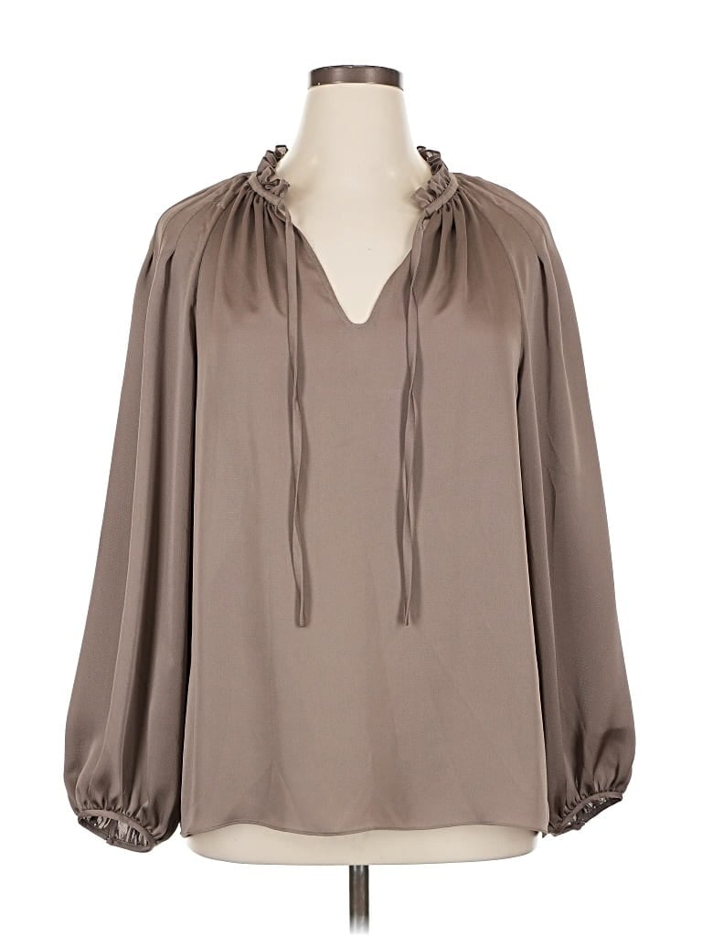 Pre-owned Lafayette 148 Long Sleeve Blouse In Brown