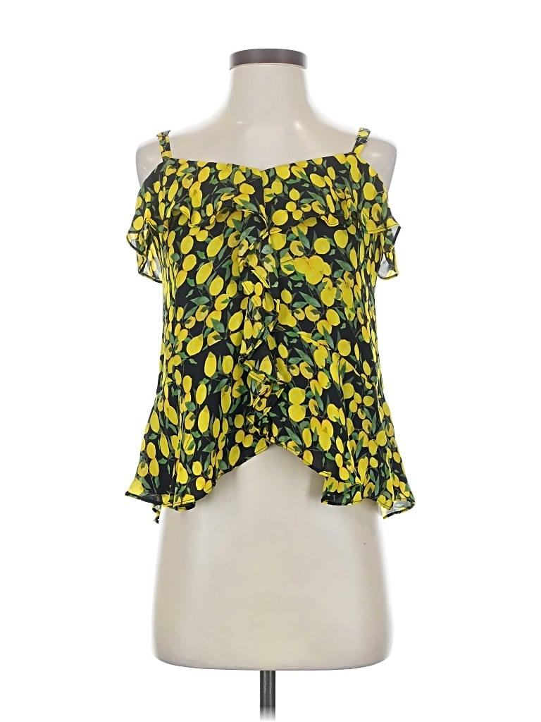 Pre-owned Parker Sleeveless Silk Top Yellow Strapless Neckline Tops