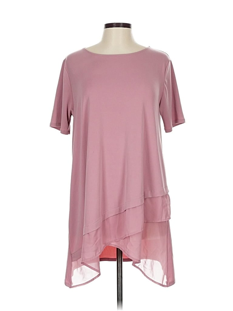 Pre-owned Zenana Outfitters Short Sleeve Top Pink Cold Shoulder Neckline Tops