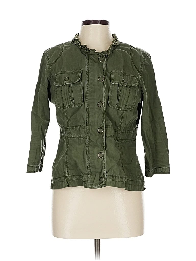 Pre-owned Decree 3/4 Sleeve Button Down Shirt In Green
