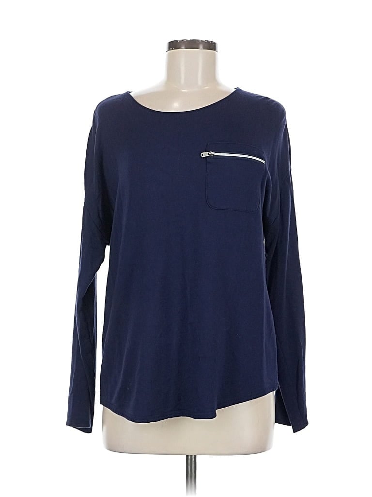 Pre-owned Weekends By Chico's Long Sleeve T-shirt In Blue
