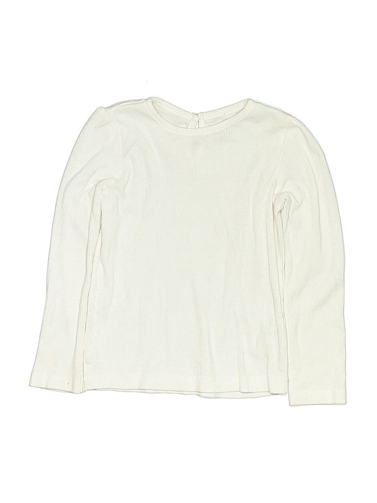 Pre-owned Little Me Kids' Long Sleeve Top Ivory Crew Neck Tops In White