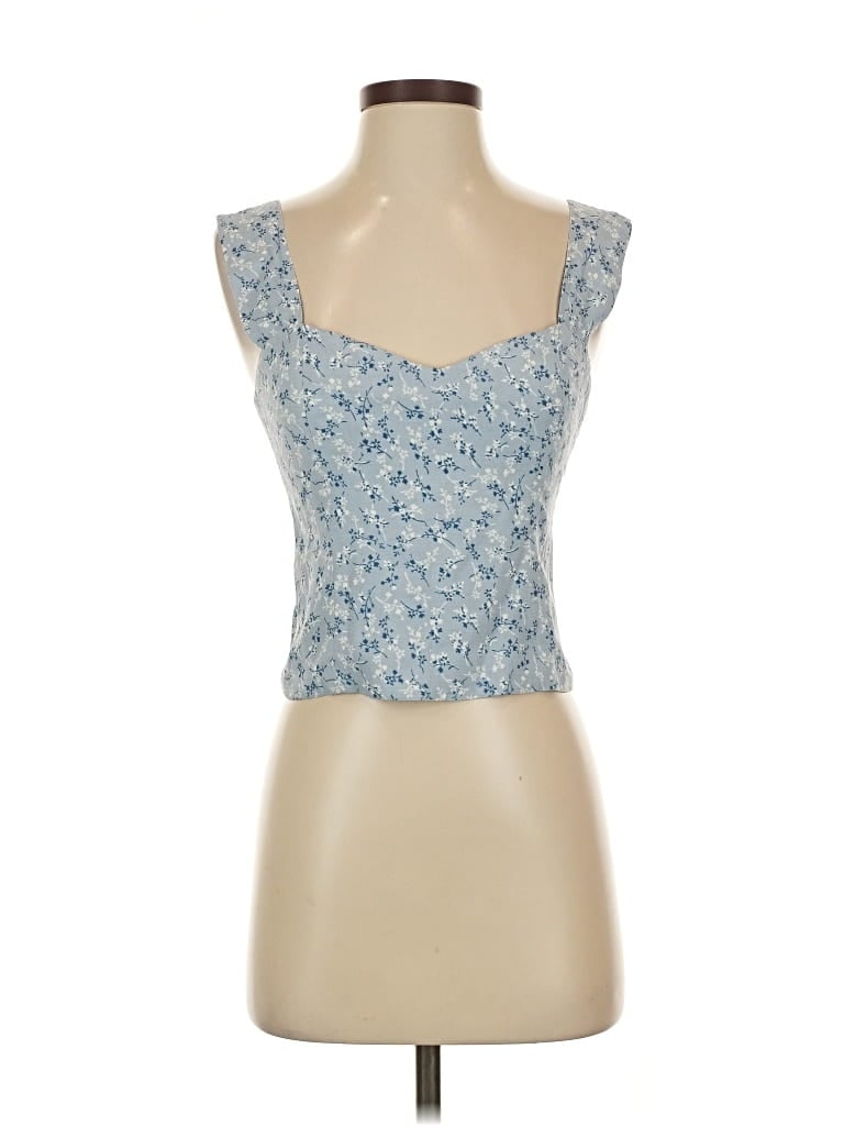 Pre-owned Reformation Sleeveless Top Blue Sweetheart Neckline Tops