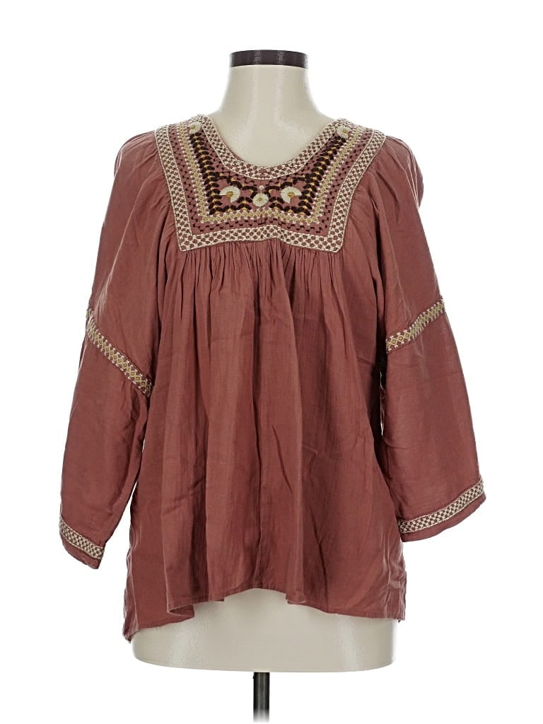 Pre-owned Max Studio 3/4 Sleeve Blouse In Brown