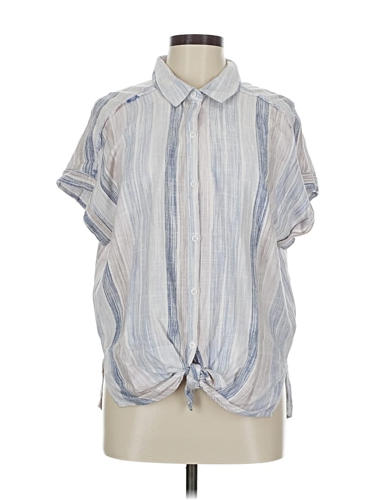 Pre-owned Splendid Short Sleeve Blouse In Silver