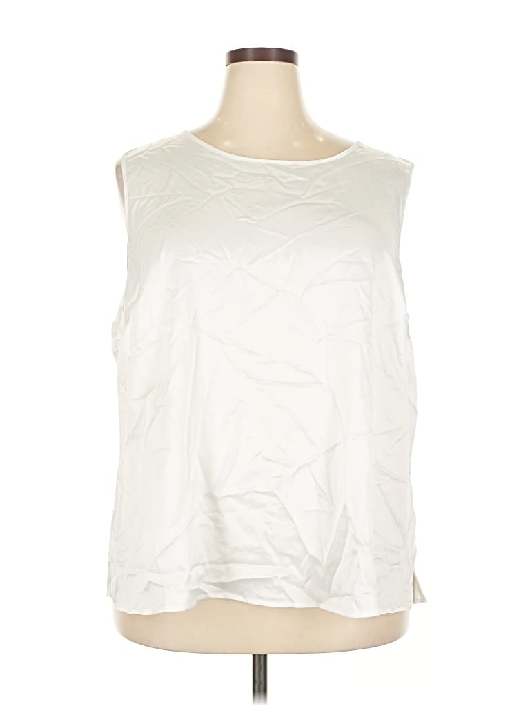 Pre-owned Kasper Sleeveless Blouse In White