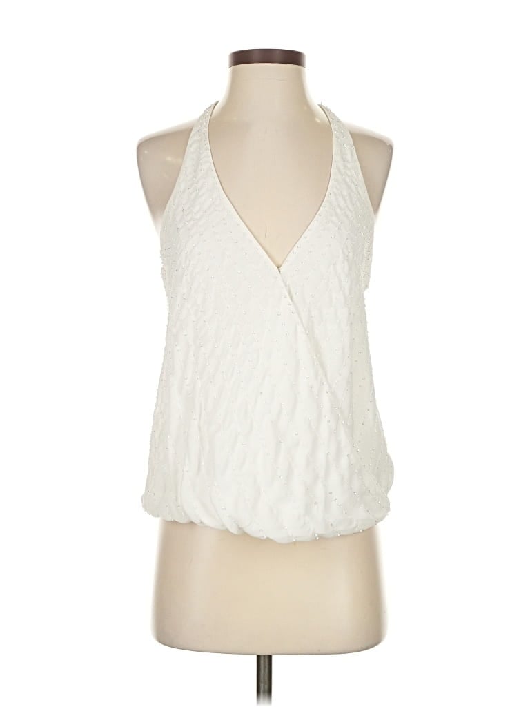 Pre-owned Guess Sleeveless Blouse In White