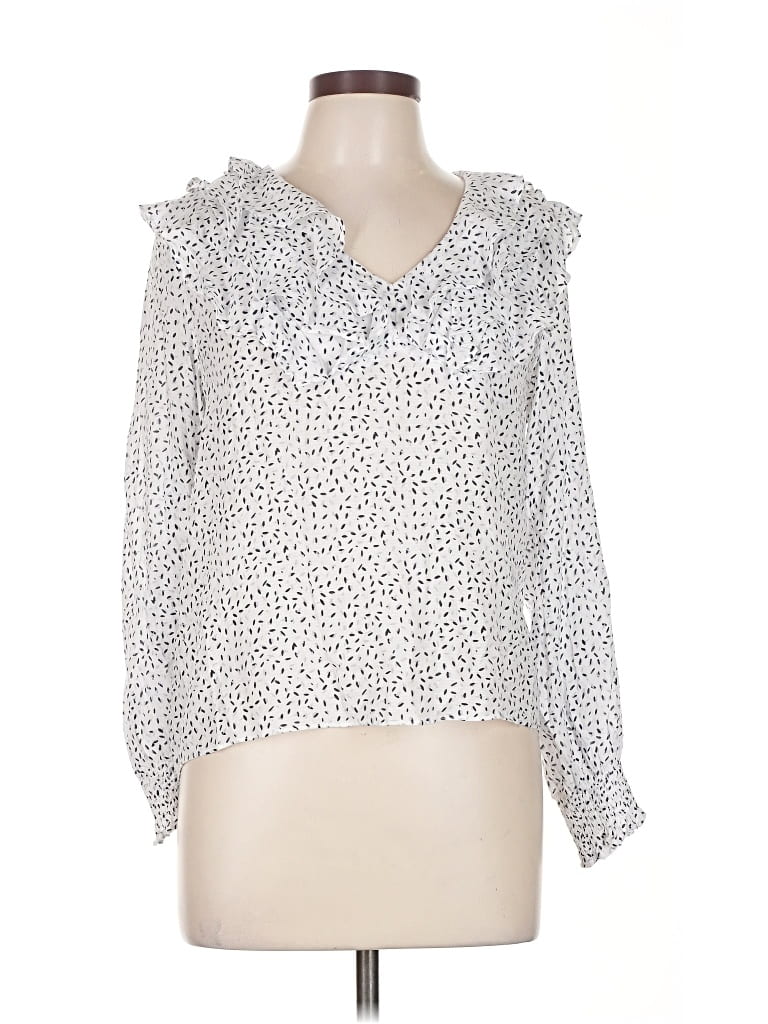 Pre-owned Hutch Long Sleeve Blouse In White