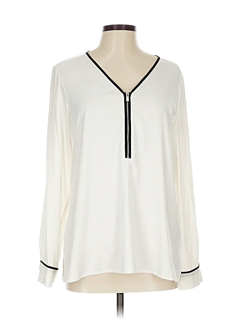 Pre-owned Calvin Klein Long Sleeve Blouse In White