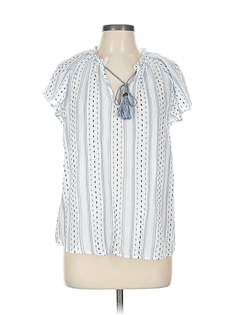 H&m Short Sleeve Blouse In Blue