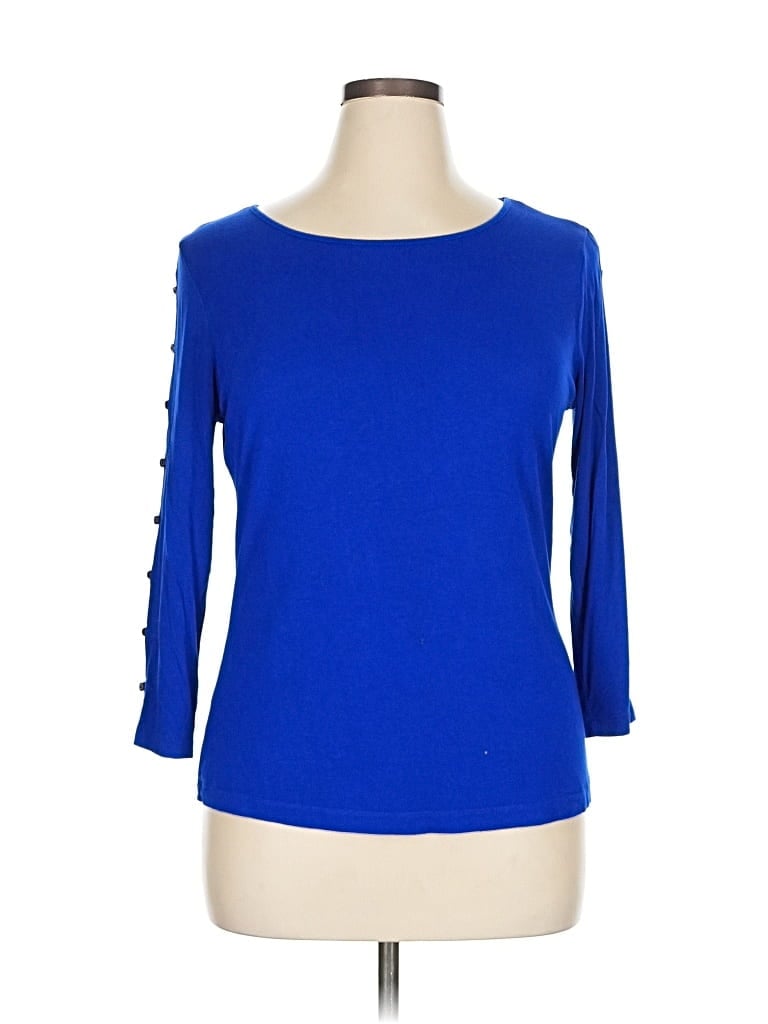 Pre-owned Cable & Gauge 3/4 Sleeve Top Blue Boatneck Tops