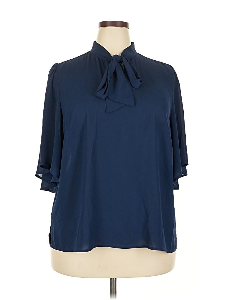 Pre-owned Eloquii 3/4 Sleeve Blouse In Blue
