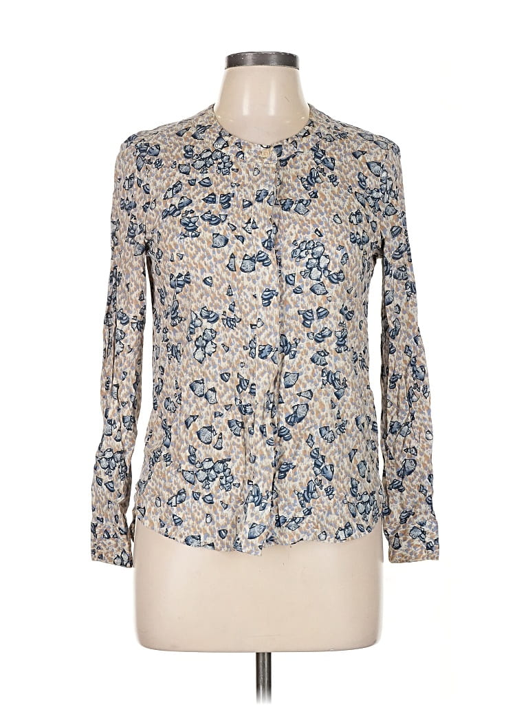 Pre-owned Massimo Dutti Long Sleeve Blouse In Brown