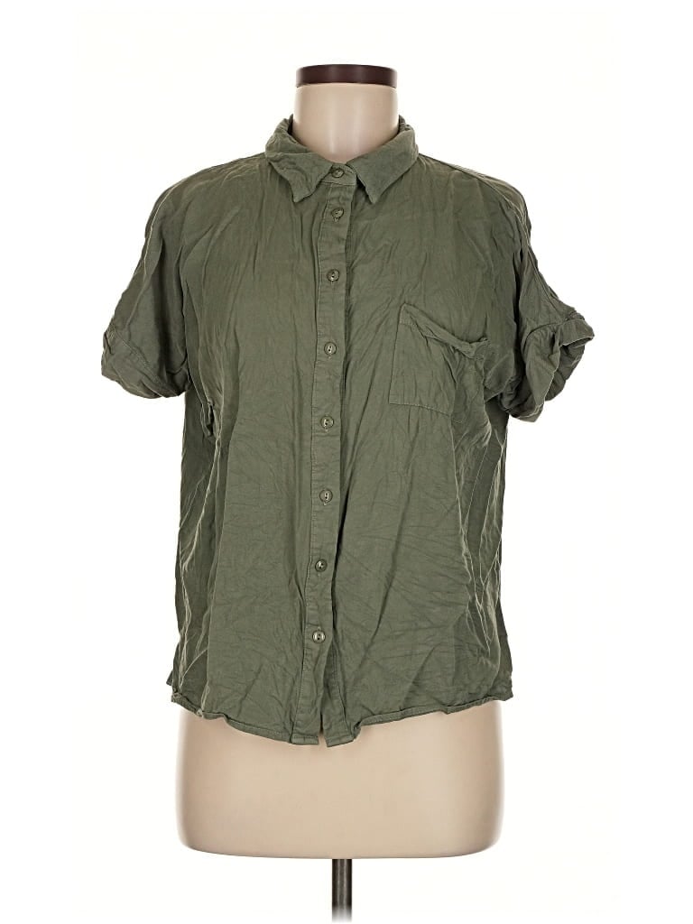 Pre-owned Lulus Short Sleeve Button Down Shirt In Green