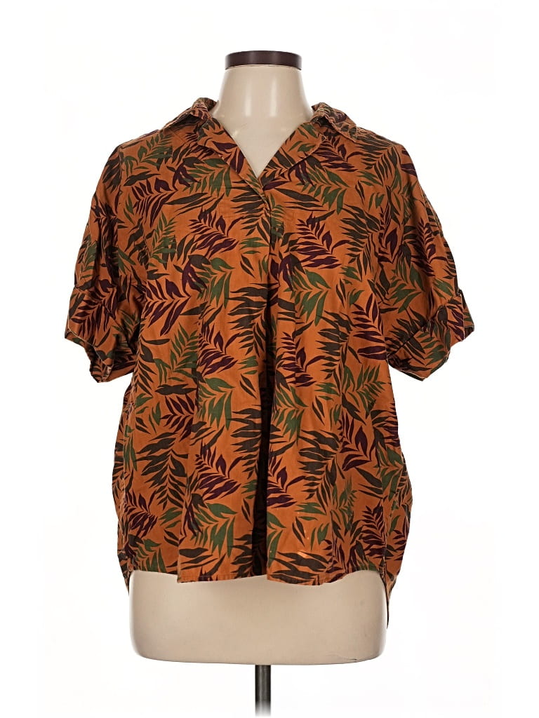 Pre-owned Duluth Trading Co. Short Sleeve Blouse In Orange