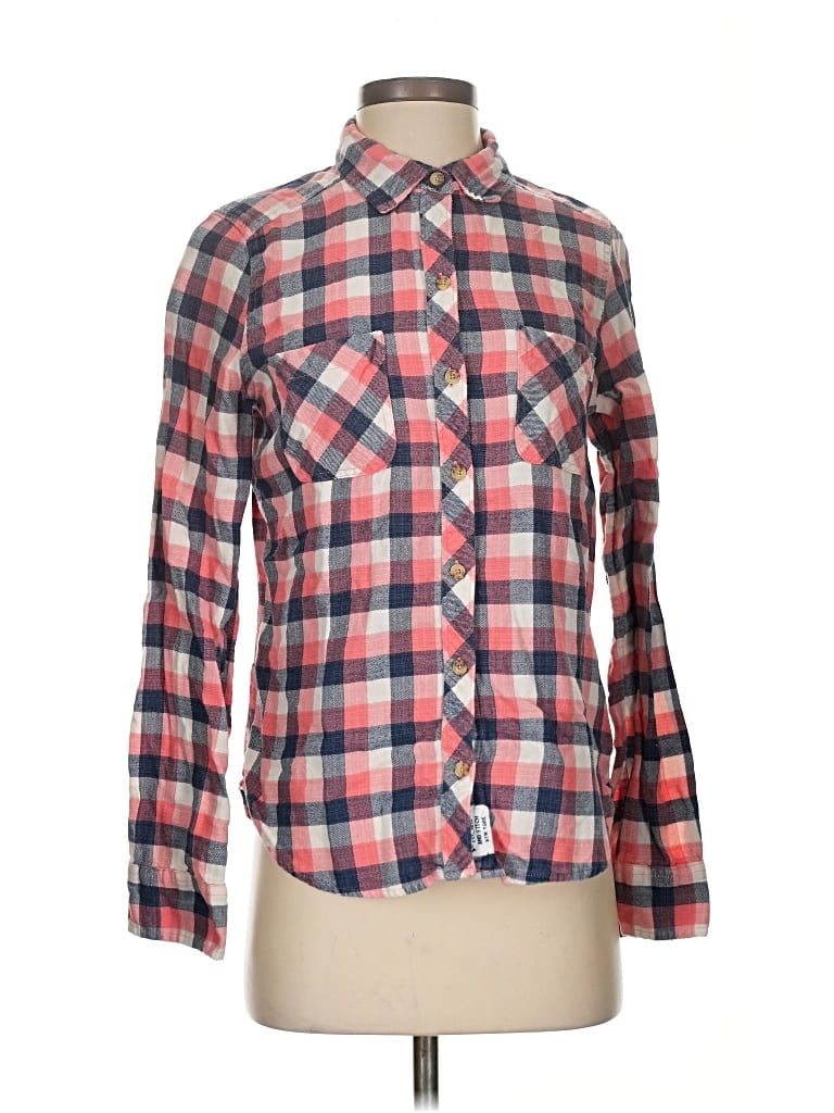 Pre-owned Abercrombie & Fitch Long Sleeve Button Down Shirt In Red