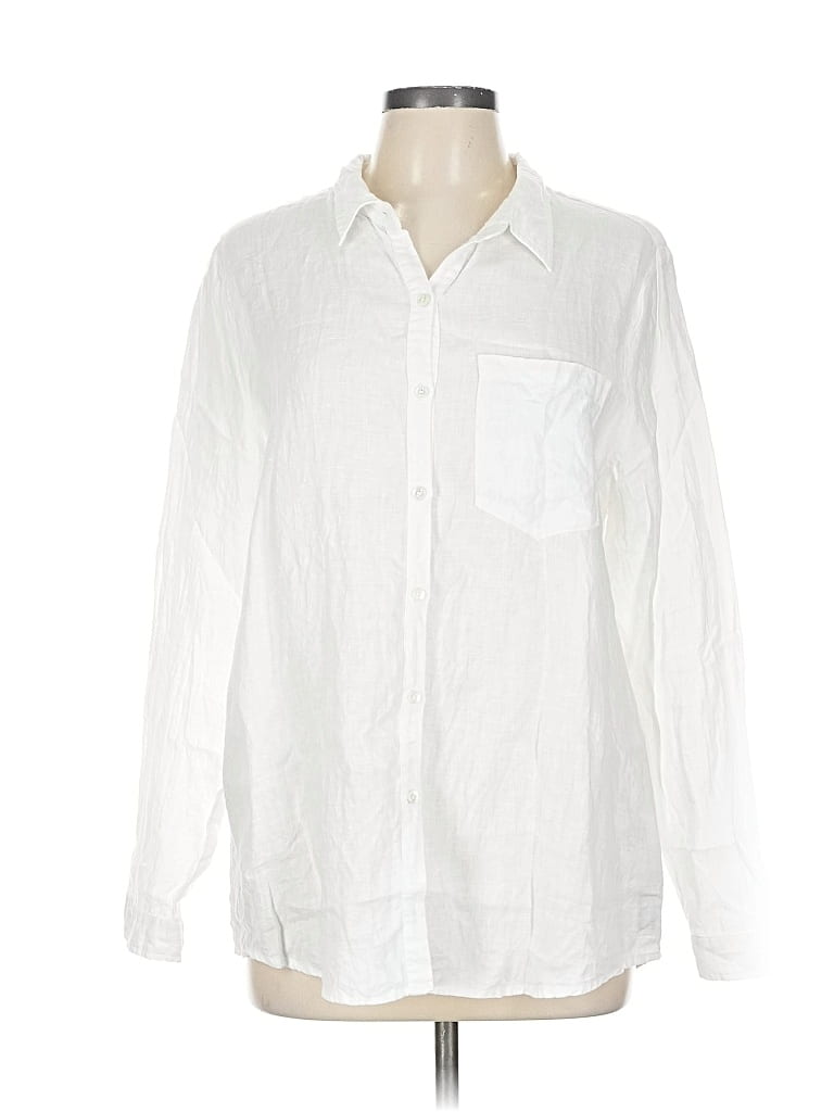 Pre-owned Ayr Long Sleeve Button Down Shirt In White