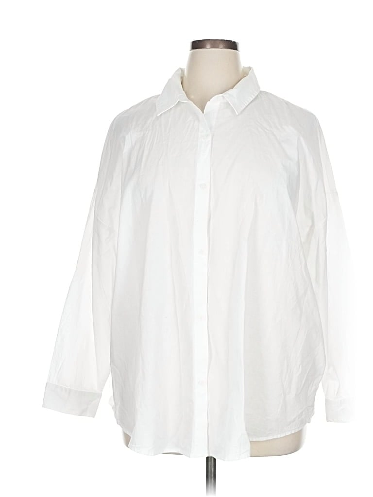 Pre-owned Melrose And Market 3/4 Sleeve Button Down Shirt In White