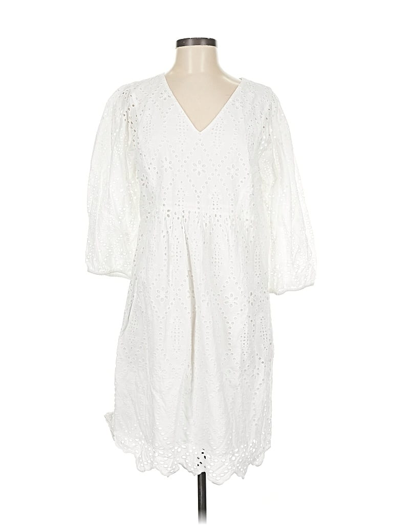 Pre-owned Garnet Hill Casual Dress In White