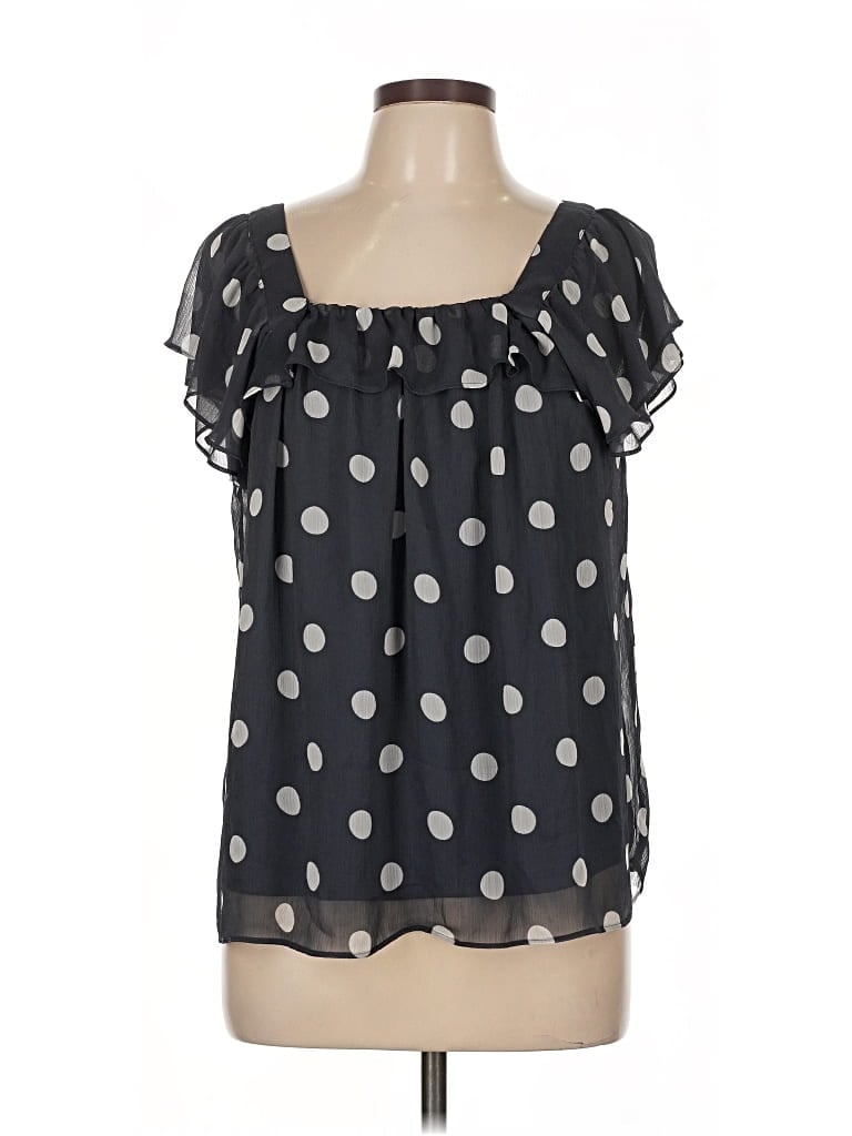 Pre-owned Lc Lauren Conrad Short Sleeve Blouse In Black
