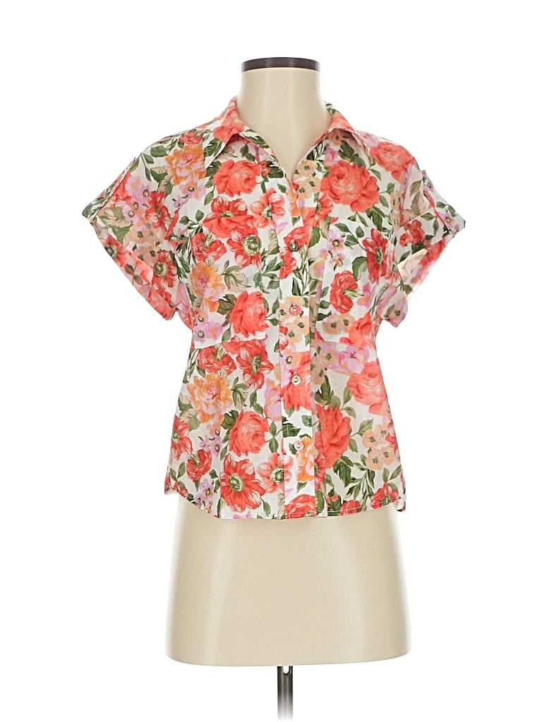 Pre-owned Mng Short Sleeve Blouse In Orange