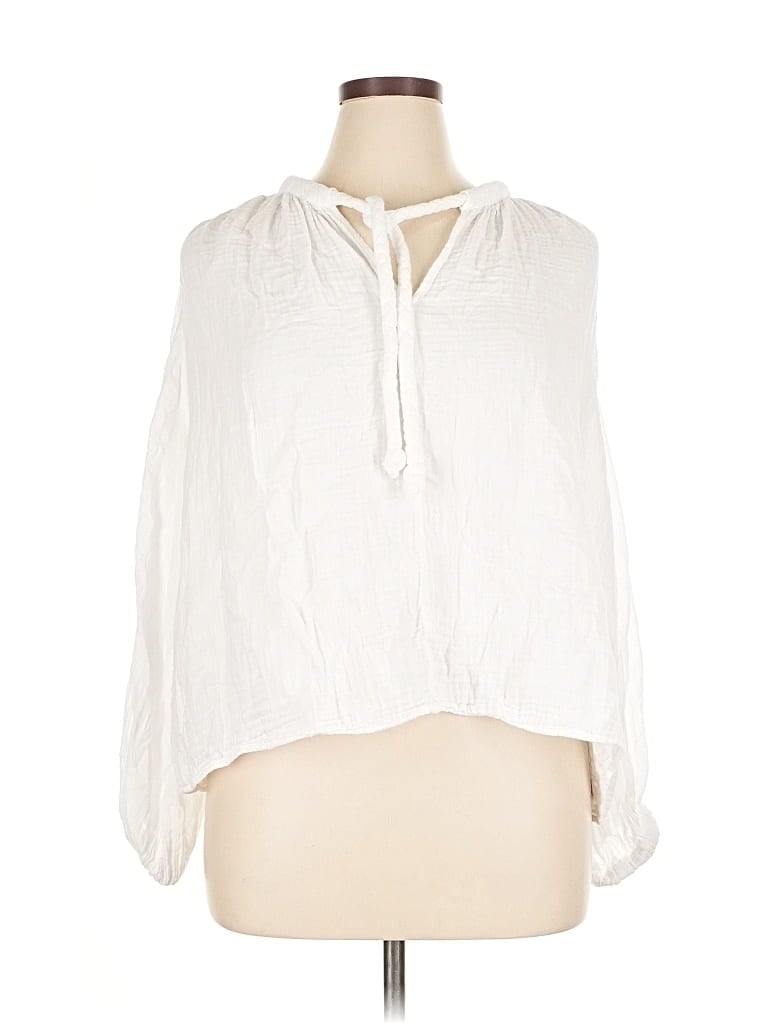 Pre-owned Velvet By Graham & Spencer Long Sleeve Blouse In White