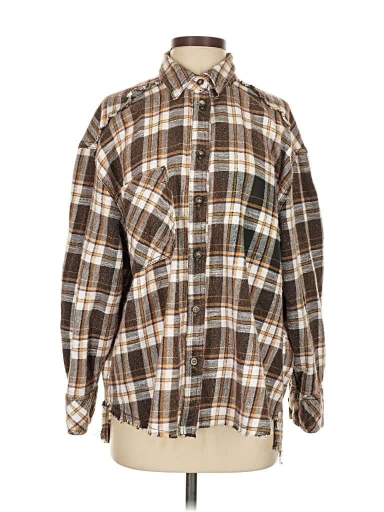 Pre-owned Bdg Long Sleeve Button Down Shirt In Brown