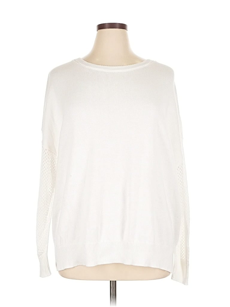 Pre-owned Belle By Kim Gravel Pullover Sweater In White