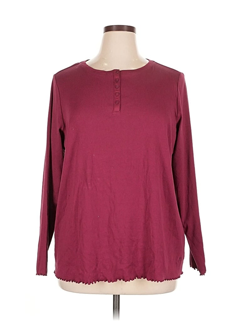 Pre-owned Gap Long Sleeve Henley Shirt In Burgundy