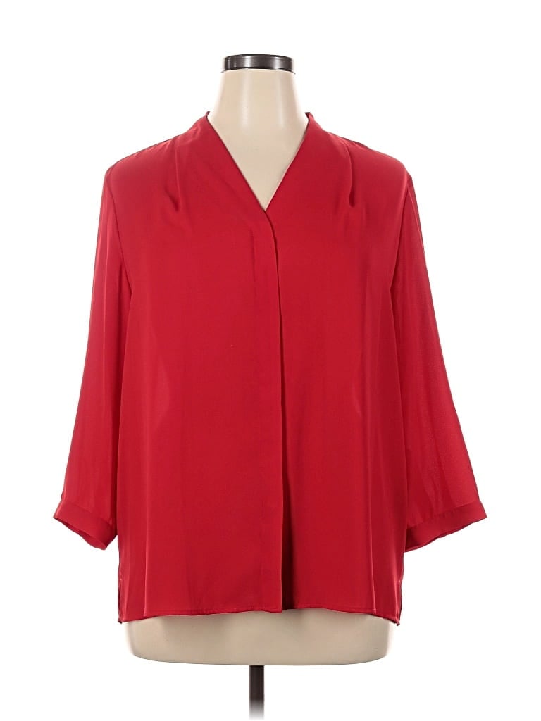 Pre-owned Investments 3/4 Sleeve Blouse In Red