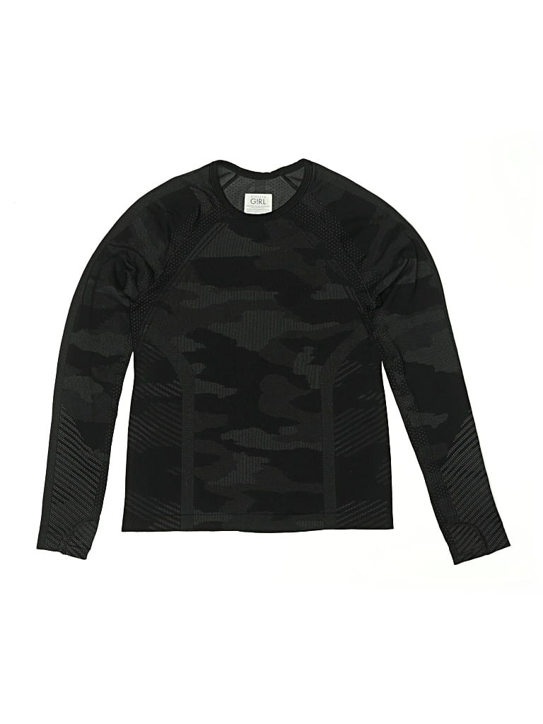 Pre-owned Athleta Girl Kids' Long Sleeve T-shirt In Black