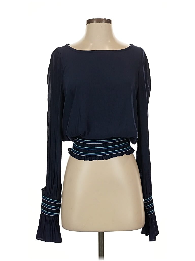 Pre-owned Ramy Brook Long Sleeve Top Blue Boatneck Tops