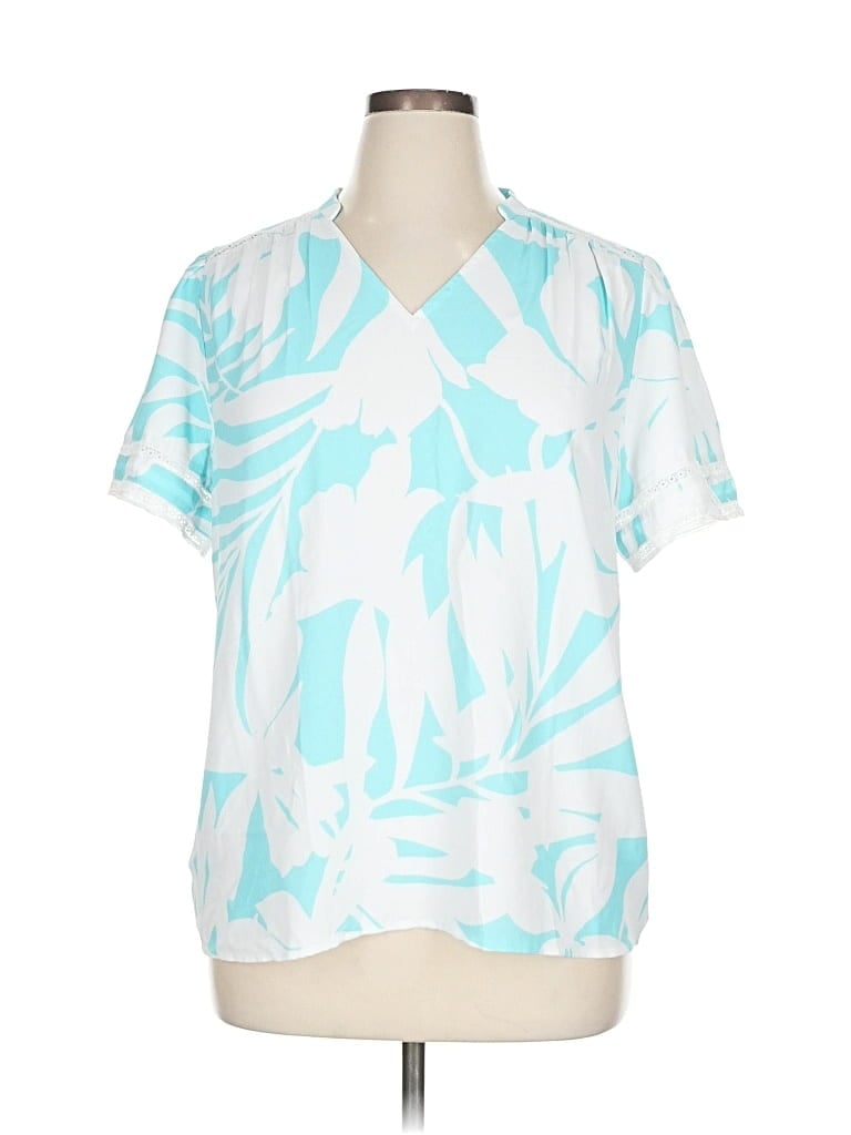 Pre-owned Ann Taylor Short Sleeve Blouse In Blue