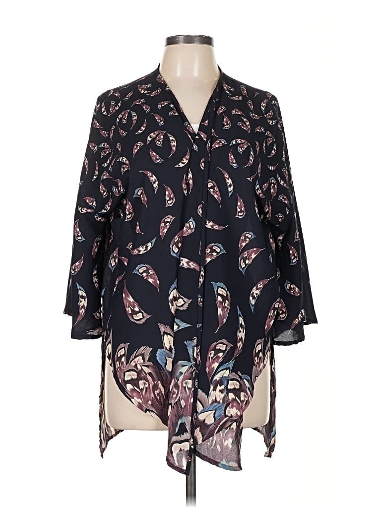 Pre-owned How Very Loved 3/4 Sleeve Blouse In Blue