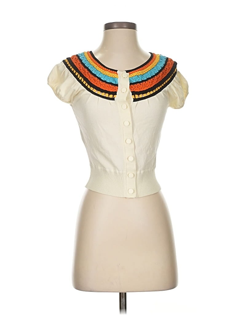 Pre-owned Catherine Malandrino Cardigan Sweater In White