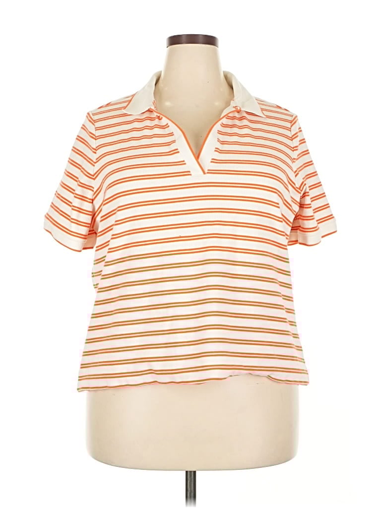 Pre-owned Lands' End Short Sleeve Polo Shirt In Orange
