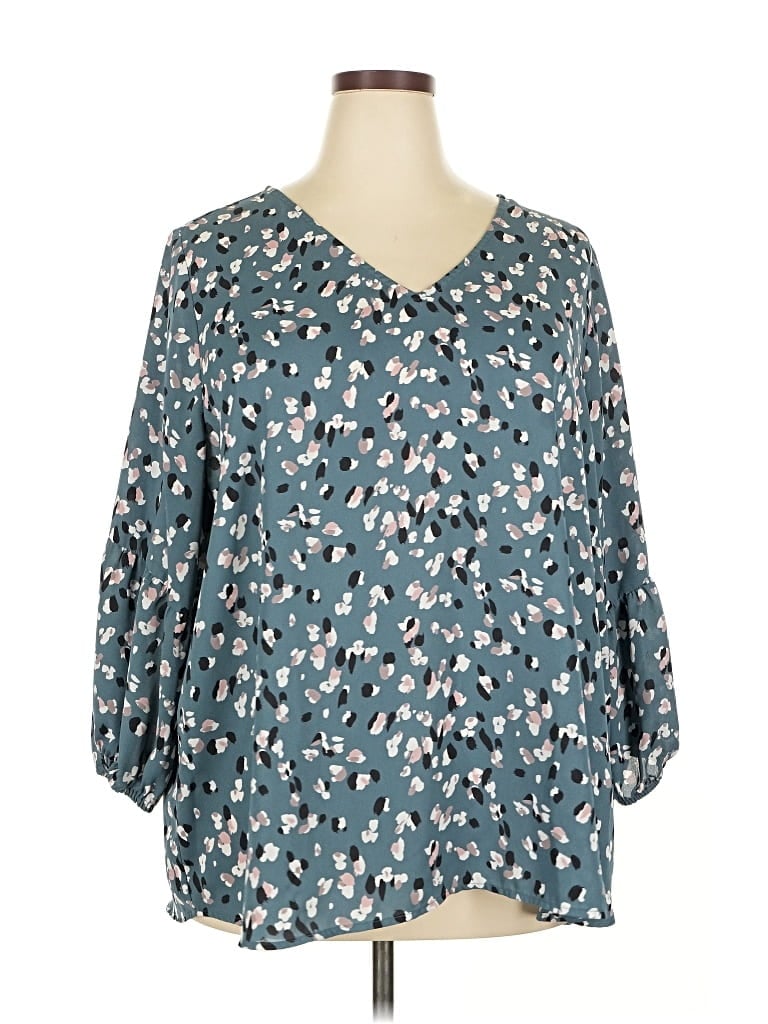 Pre-owned Collective Concepts 3/4 Sleeve Blouse In Blue